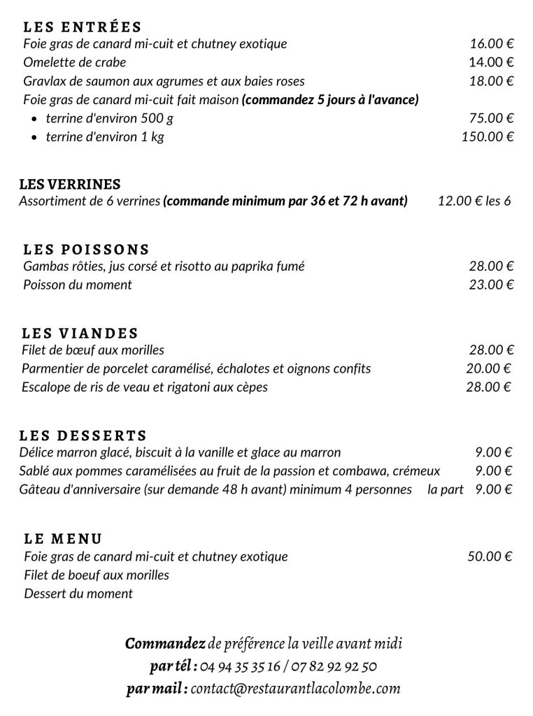 Carte à emporter hiver 2026-2027